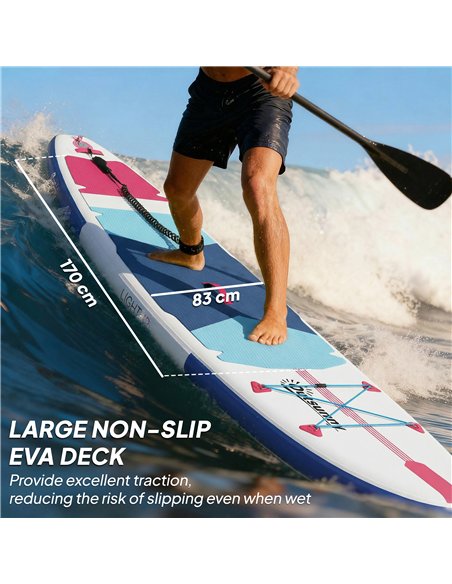 Outsunny Inflatable Stand Up Paddle Board, 305x89x15cm Extra-Wide SUP with Non-Slip EVA Deck, Adj Aluminum Paddle - pic 205006 | FastDaddyshop