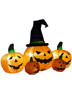 Outsunny 6ft Inflatable Halloween Large Pumpkin in Hat with Four Small Pumpkins, Blow-Up Outdoor LED Display for Lawn, Garden, P