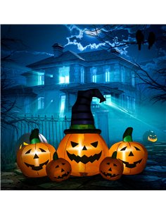 Outsunny 6ft Inflatable Halloween Large Pumpkin in Hat with Four Small Pumpkins, Blow-Up Outdoor LED Display for Lawn, Garden, P 2