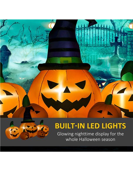 Outsunny 6ft Inflatable Halloween Large Pumpkin in Hat with Four Small Pumpkins, Blow-Up Outdoor LED Display for Lawn, Garden, P - pic 205015 | FastDaddyshop
