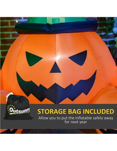 Outsunny 6ft Inflatable Halloween Large Pumpkin in Hat with Four Small Pumpkins, Blow-Up Outdoor LED Display for Lawn, Garden, P