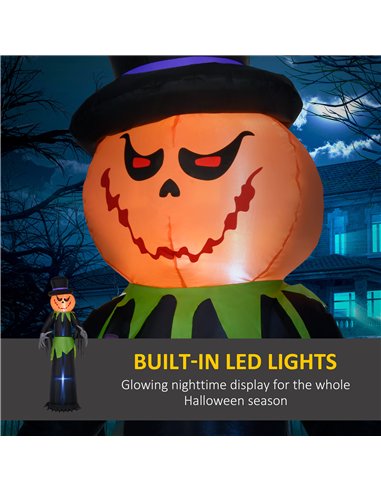 Outsunny 8ft Light-Up Pumpkin Man Halloween Decoration