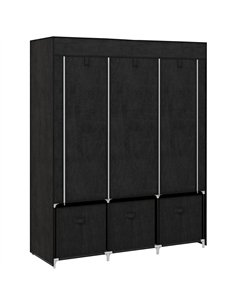 HOMCOM Foldable Fabric Wardrobe for Bedroom, Portable Wardrobe with 5 Shelves, 2 Hanging Rails and 3 Fabric Drawers, Black