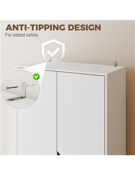 HOMCOM Elegant Home Storage Organisation Furniture, 2-Door Clothes Wardrobe with 2 Drawers, Wood Feet, White - pic 205051 | FastDaddyshop