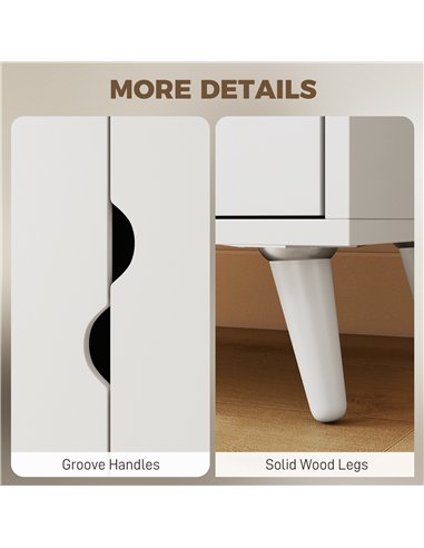 HOMCOM Elegant Home Storage Organisation Furniture, 2-Door Clothes Wardrobe with 2 Drawers, Wood Feet, White