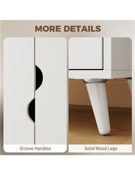 HOMCOM Elegant Home Storage Organisation Furniture, 2-Door Clothes Wardrobe with 2 Drawers, Wood Feet, White - pic 205052 | FastDaddyshop