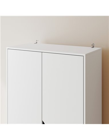 HOMCOM Elegant Home Storage Organisation Furniture, 2-Door Clothes Wardrobe with 2 Drawers, Wood Feet, White