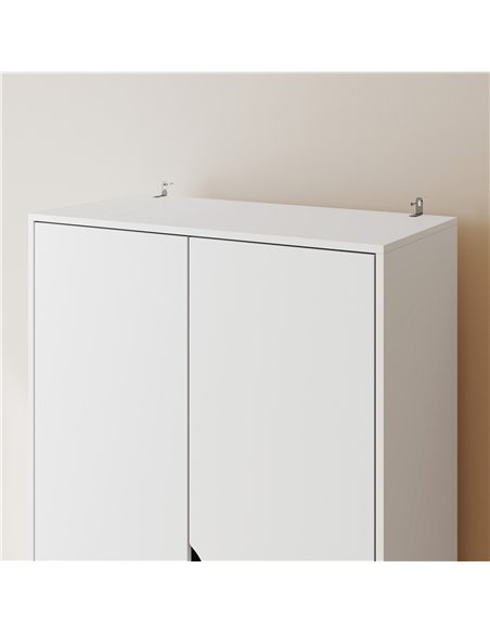 HOMCOM Elegant Home Storage Organisation Furniture, 2-Door Clothes Wardrobe with 2 Drawers, Wood Feet, White - pic 205055 | FastDaddyshop