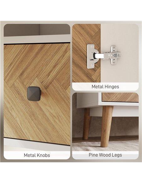 HOMCOM Cabinet Wood-Effect Sticker Surface, Modern Wardrobe with 2 Hanging Rods, 2 Storage Shelves and 2 Drawers, White - pic 205060 | FastDaddyshop