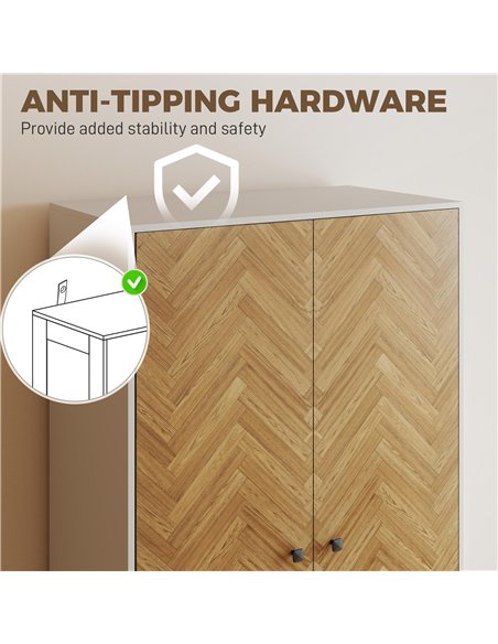 HOMCOM Cabinet Wood-Effect Sticker Surface, Modern Wardrobe with 2 Hanging Rods, 2 Storage Shelves and 2 Drawers, White - pic 205061 | FastDaddyshop
