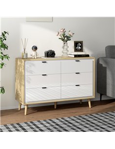 HOMCOM Storage Cabinet, Chest of Drawers with 6  Drawers and 5 Legs for Bedroom,  High Gloss White 2