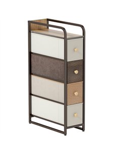 HOMCOM 4-Drawer Storage Organiser Unit, Chest of Drawers with Steel Frame for Bedroom, Living Room, Mixed-Brown