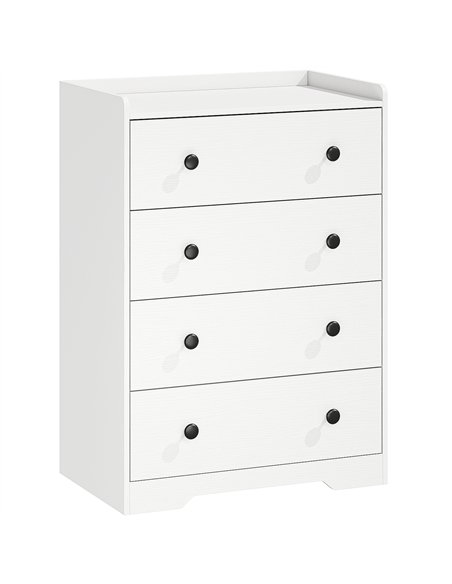 HOMCOM 4 Drawer Chest of Drawers, Modern Dresser for Bedroom, Storage Cabinet for Living Room Entryway, White Wood Effect - pic 205083 | FastDaddyshop
