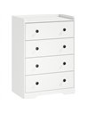 HOMCOM 4 Drawer Chest of Drawers, Modern Dresser for Bedroom, Storage Cabinet for Living Room Entryway, White Wood Effect
