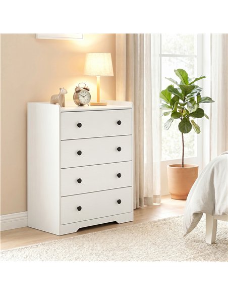 HOMCOM 4 Drawer Chest of Drawers, Modern Dresser for Bedroom, Storage Cabinet for Living Room Entryway, White Wood Effect - pic 205084 | FastDaddyshop
