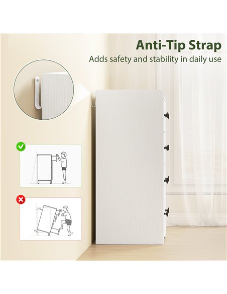 HOMCOM 4 Drawer Chest of Drawers, Modern Dresser for Bedroom, Storage Cabinet for Living Room Entryway, White Wood Effect - pic 205087 | FastDaddyshop