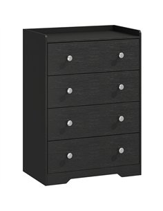 HOMCOM 4 Drawer Chest of Drawers, Modern Dresser for Bedroom, Storage Cabinet for Living Room Entryway, Black Wood Effect