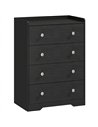 HOMCOM 4 Drawer Chest of Drawers, Modern Dresser for Bedroom, Storage Cabinet for Living Room Entryway, Black Wood Effect