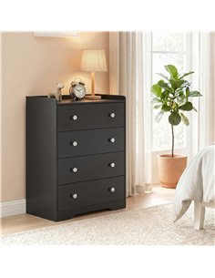 HOMCOM 4 Drawer Chest of Drawers, Modern Dresser for Bedroom, Storage Cabinet for Living Room Entryway, Black Wood Effect 2