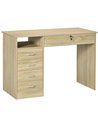 HOMCOM Home Office Computer Desk with Lockable Drawer, Storage Shelf, Oak