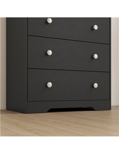 HOMCOM 4 Drawer Chest of Drawers, Modern Dresser for Bedroom, Storage Cabinet for Living Room Entryway, Black Wood Effect