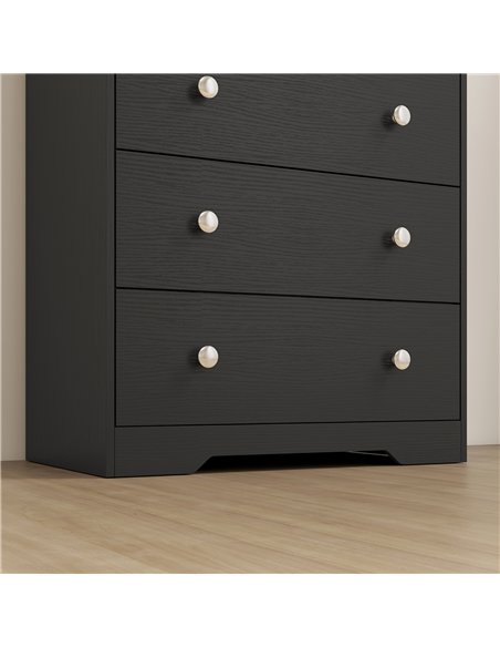 HOMCOM 4 Drawer Chest of Drawers, Modern Dresser for Bedroom, Storage Cabinet for Living Room Entryway, Black Wood Effect - pic 205100 | FastDaddyshop
