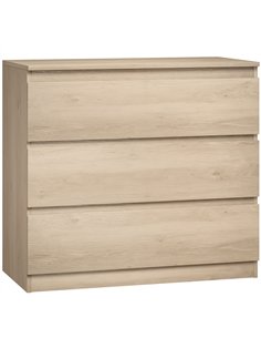 HOMCOM 3-Drawer Storage Organiser Unit, Chest of Drawers for Bedroom, Living Room, 80 x 39 x 73cm, Oak