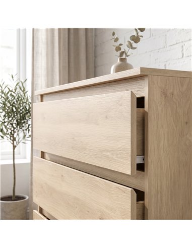 HOMCOM 3-Drawer Storage Organiser Unit, Chest of Drawers for Bedroom, Living Room, 80 x 39 x 73cm, Oak