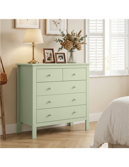 HOMCOM 5 Drawer Chest of Drawers, Modern Dresser for Bedroom, Bedside Storage Cabinet, Wide Storage Unit with Glide Runners for  - pic 205111 | FastDaddyshop