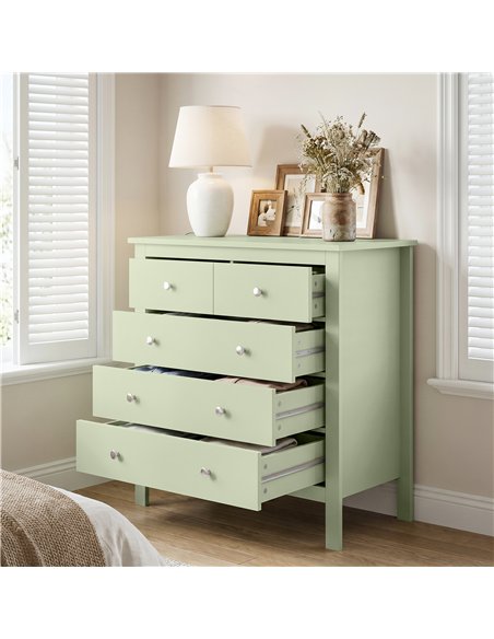 HOMCOM 5 Drawer Chest of Drawers, Modern Dresser for Bedroom, Bedside Storage Cabinet, Wide Storage Unit with Glide Runners for  - pic 205116 | FastDaddyshop