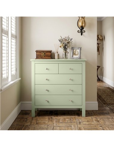 HOMCOM 5 Drawer Chest of Drawers, Modern Dresser for Bedroom, Bedside Storage Cabinet, Wide Storage Unit with Glide Runners for 