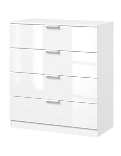 HOMCOM High Gloss 4-Drawer Chest of Drawers, Space-Saving Bedroom Storage Unit with Smooth Runners, White