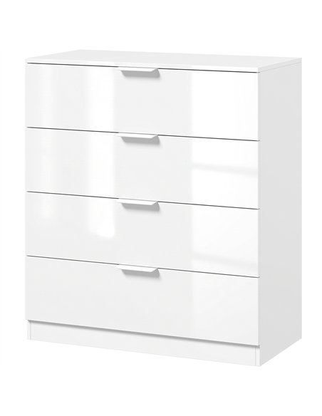 HOMCOM High Gloss 4-Drawer Chest of Drawers, Space-Saving Bedroom Storage Unit with Smooth Runners, White - pic 205119 | FastDaddyshop