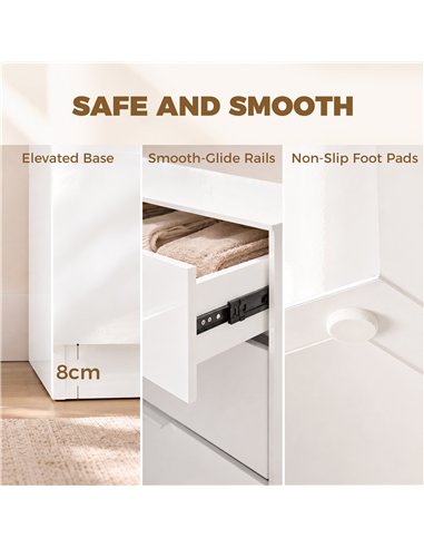 HOMCOM High Gloss 4-Drawer Chest of Drawers, Space-Saving Bedroom Storage Unit with Smooth Runners, White