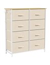 HOMCOM Chest of Drawers, Dresser with 8 Fabric Drawers, Tall Storage Unit with 4 Pockets and 2 Hooks Steel Frame, Beige