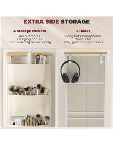 HOMCOM Chest of Drawers, Dresser with 8 Fabric Drawers, Tall Storage Unit with 4 Pockets and 2 Hooks Steel Frame, Beige