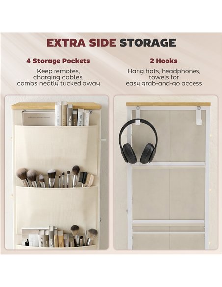 HOMCOM Chest of Drawers, Dresser with 8 Fabric Drawers, Tall Storage Unit with 4 Pockets and 2 Hooks Steel Frame, Beige - pic 205132 | FastDaddyshop