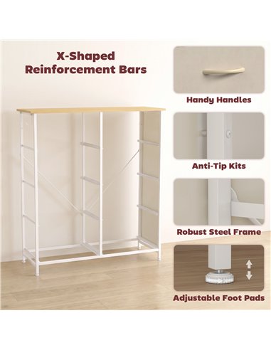 HOMCOM Chest of Drawers, Dresser with 8 Fabric Drawers, Tall Storage Unit with 4 Pockets and 2 Hooks Steel Frame, Beige
