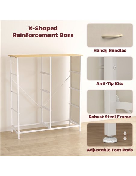 HOMCOM Chest of Drawers, Dresser with 8 Fabric Drawers, Tall Storage Unit with 4 Pockets and 2 Hooks Steel Frame, Beige - pic 205134 | FastDaddyshop