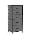 HOMCOM Chest of Drawers, Dresser with 5 Fabric Drawers, Tall Storage Unit with 4 Pockets and 2 Hooks Steel Frame, Charcoal Grey