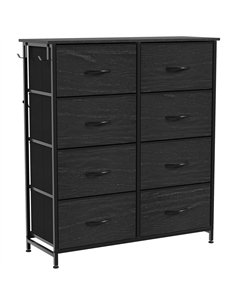 HOMCOM Chest of Drawers, Dresser with 8 Fabric Drawers, Tall Storage Unit with 4 Pockets and 2 Hooks Steel Frame, Black
