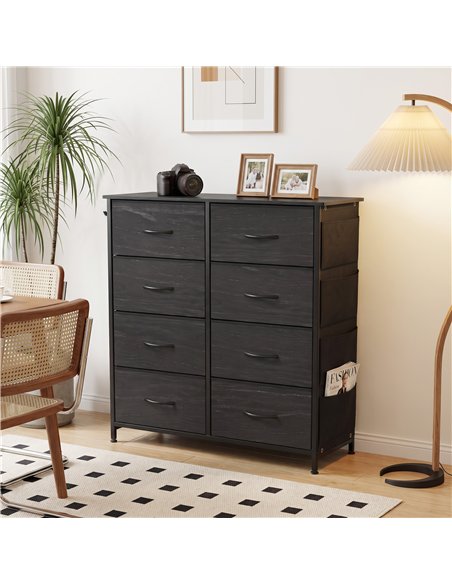 HOMCOM Chest of Drawers, Dresser with 8 Fabric Drawers, Tall Storage Unit with 4 Pockets and 2 Hooks Steel Frame, Black - pic 205153 | FastDaddyshop