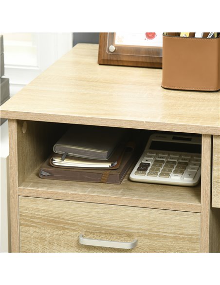 HOMCOM Computer Desk, Home Office Desk with Lockable Drawer, Storage Shelf for Study Bedroom, 110 x 50 x 76 cm, Oak - pic 20516 | FastDaddyshop