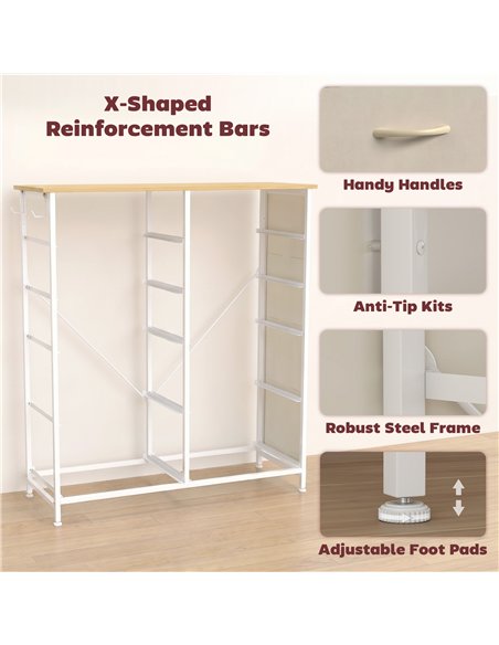 HOMCOM Chest of Drawers, Dresser with 10 Fabric Drawers, Tall Storage Unit with 4 Pockets and 2 Hooks Steel Frame, Beige - pic 205161 | FastDaddyshop