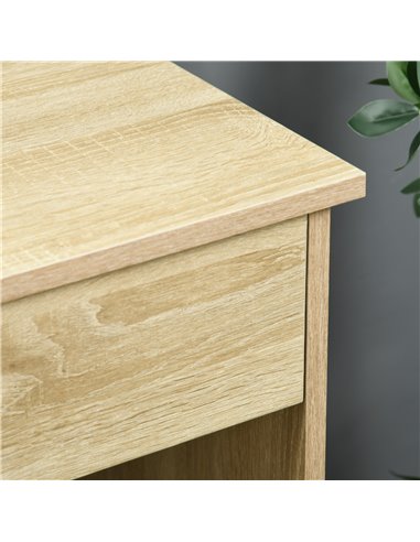 HOMCOM Computer Desk, Home Office Desk with Lockable Drawer, Storage Shelf for Study Bedroom, 110 x 50 x 76 cm, Oak