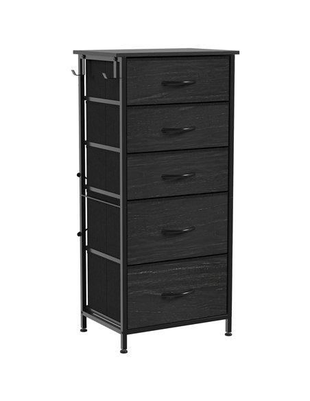 HOMCOM Chest of Drawers, Dresser with 5 Fabric Drawers, Tall Storage Unit with 4 Pockets and 2 Hooks, Steel Frame, Black - pic 205173 | FastDaddyshop