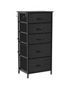 HOMCOM Chest of Drawers, Dresser with 5 Fabric Drawers, Tall Storage Unit with 4 Pockets and 2 Hooks, Steel Frame, Black