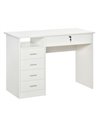HOMCOM Home Office Computer Desk with Lockable Drawer, Storage Shelf, White