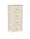 HOMCOM Chest of Drawers with 4 Fabric Drawers, Tall Storage Unit with 2 Hooks and Steel Frame for Bedroom, Beige