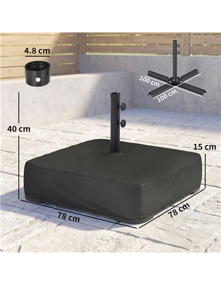 Outsunny Garden Parasol Base 80 kg Sand Filled Heavy Duty Stand for Cantilever Umbrellas and 48 mm Poles Black - pic 205238 | FastDaddyshop